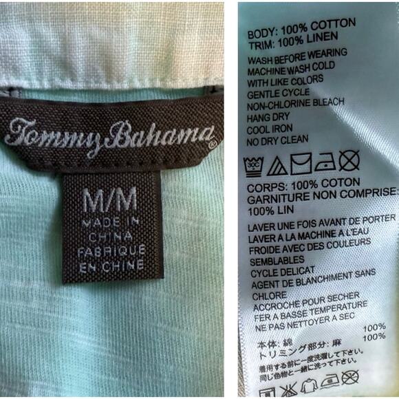 Tommy Bahama Seafoam Blue/Green Tank Dress Cotton Linen - Picture 4 of 5